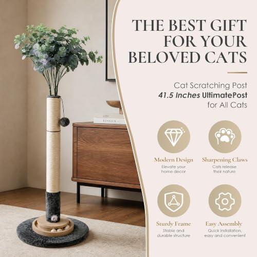 47" Cat Scratching Post, Nature Sisal Rope Cat Scratcher Tree - Image 6