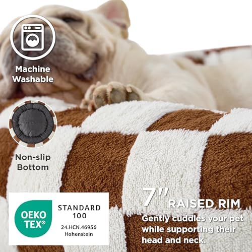 LE SURE Shown on TV Jacquard Donut Cute Small Dog Beds，Brown 23x23x7in - Image 3