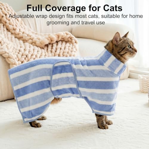 Fast‑Drying Dog Bathrobe, Absorbent Striped Pet Towel - Image 7