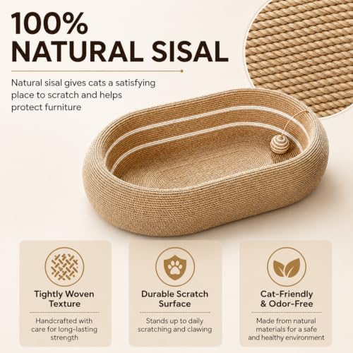 3-in-1 Extra Large Oval Sisal Cat Scratcher Bed - Image 5