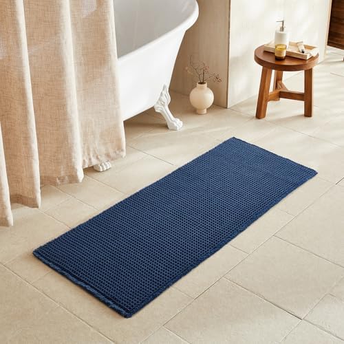 TYUU Waffle Runner Rug Bathroom, Long Boho Bath Mat, 60x24 Navy Blue by TYUU