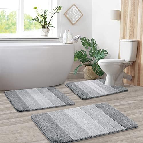 3 Pcs Ombre Bath Mat Set for Bathroom, Non Slip Ultra Soft and Thick Water by KMSON