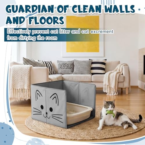24"L×16.14"W×16.14"H Foldable Cat Litter Box Enclosure Splash Guard - Image 3