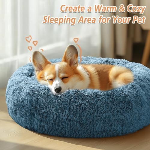 JOLLYVOGUE Calming Dog Bed Medium Size Dog, 31in Donut Washable Medium Pet Bed - Image 4