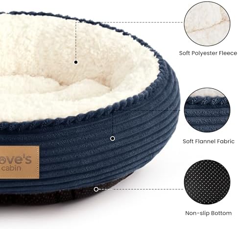 Love's cabin Round Donut Cat and Dog Cushion Bed, 20in Pet Bed - Image 2