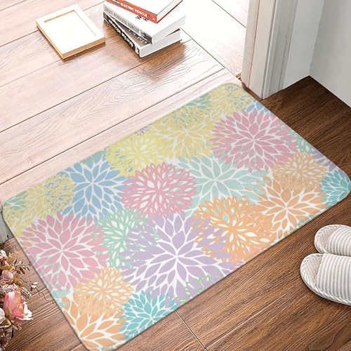 Colorful Chrysanthemum Floral Bath Mat 24x16 Inch Non-Slip Soft Microfiber - Image 6
