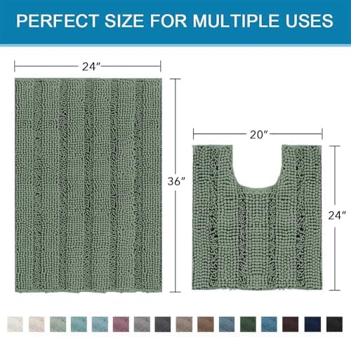 H.VERSAILTEX Bathroom Rugs Bath Rug Set 2 Piece Bathroom Contour Rug Toilet Mat - Image 2