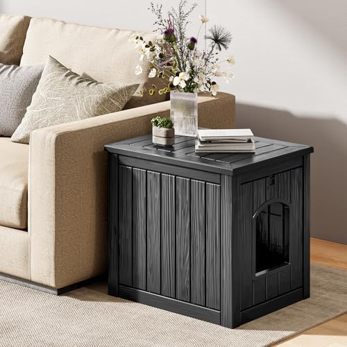 Cat Litter Box Enclosure, Resin Hidden Litter Box Furniture Side Table - Image 2