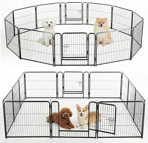 NEWBULIG Dog Playpen Indoor 24 Inch 12 Panels, Metal Outdoor Dog Fence Pen by NEWBULIG