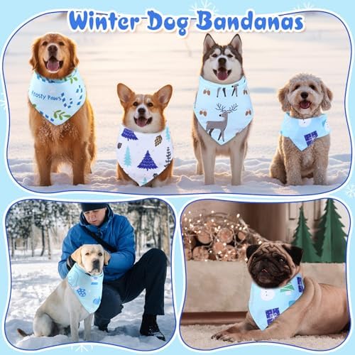 60 Pcs Winter Dog Bandanas Bulk, Snowflake Adjustable Pet Scarf,M - Image 2