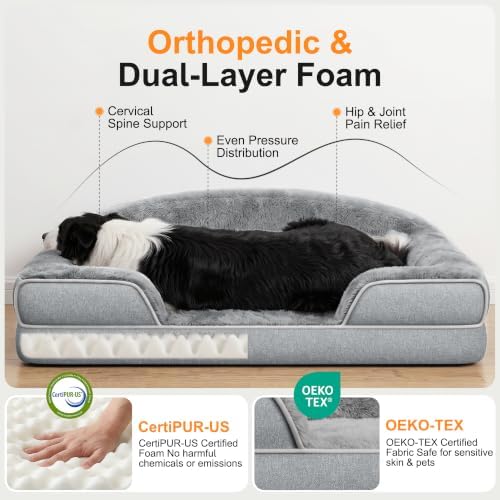 Orthopedic Dog Bed for Small & Medium Dogs, Washable Pet Couch Bed - Image 2