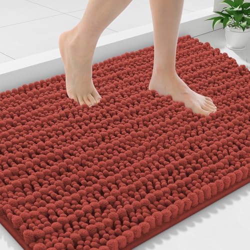 Smiry Bathroom Rugs 36X24, Extra Soft Rubber Backing Chenille Bath Mats by Smiry