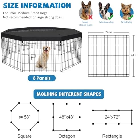 Artmalle 24"H Dog Playpen, 8 Panel Rustproof Metal Pen - Image 2