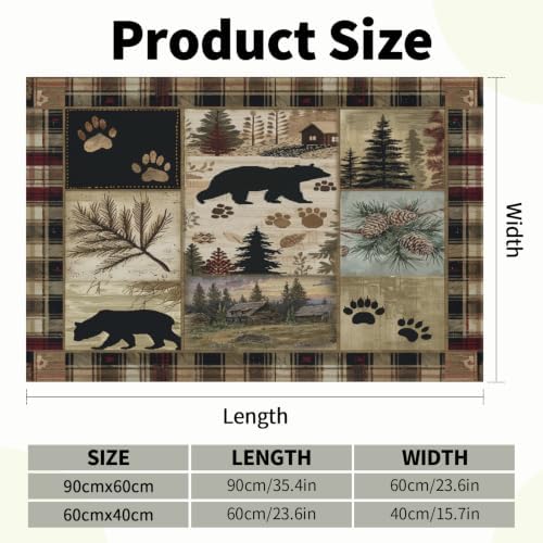 Giwawa Black Bear Bath Rug Forest Cabin Plush Entryway Carpet 24x35 Inch Soft - Image 3