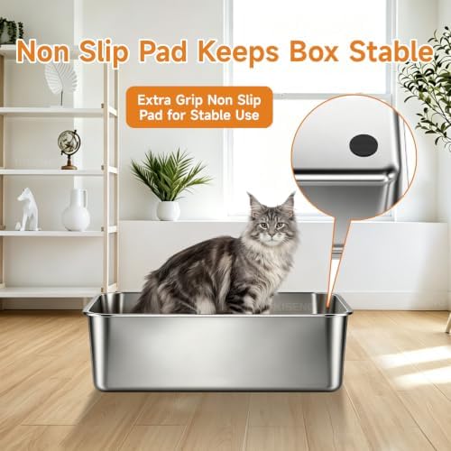 Stainless Steel Cat Litter Box Sturdy Metal Pan - Image 6