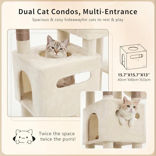 Heybly Cat Tree, 74.8'' Spacious & Tall Cat Tower - Image 4