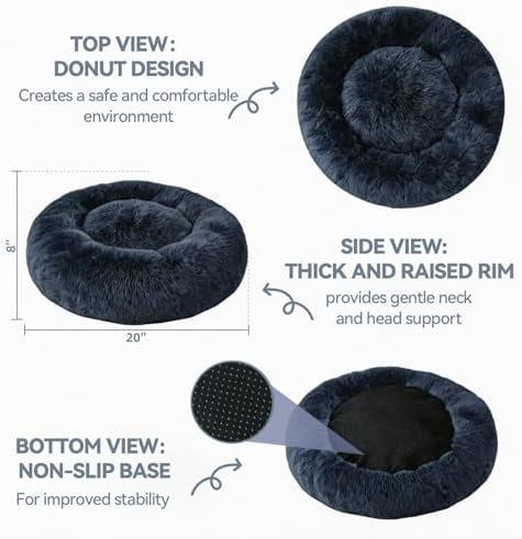 Cat Beds for Indoor Cats, Washable 20" Donut Pet Bed for Small Dogs - Image 3