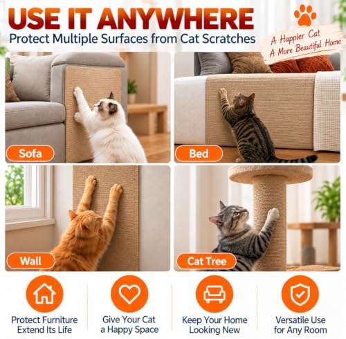 4Pack Cat Scratch Furniture Protector, Self-Adhesive - Image 7