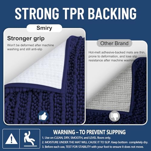 Smiry Bathroom Rugs 40X24, Extra Soft Rubber Backing Chenille Bath Mats - Image 3