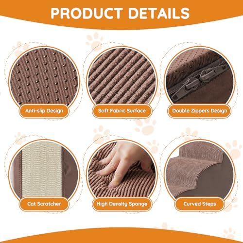 Ahpmeoa Dog Stairs for Small Dogs 22.6" H, Dog Ramp for Bed - Image 3