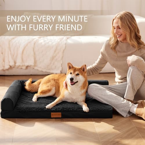 Patas Lague Orthopedic Large Dog Bed Washable Pet Sofa Bed 36''X24'' Black - Image 2