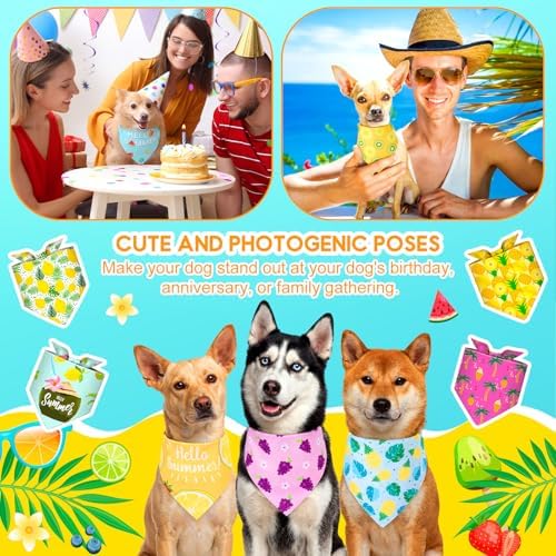 120 Pcs Summer Themed Dog Bandanas Bulk Tropical Hawaii Pet Bandanas Dog Handkerchiefs Cute Fruit Summer Scarf Bibs Triangle Bibs Adjustable Kerchief Pet Grooming Costume Accessories - Image 5