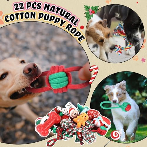 Syhood 60 Pcs Christmas Squeaky Dog Toys Plush Chew Small Puppy Dog - Image 3