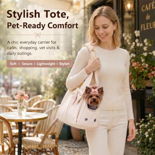 Fashion Dog Purse Carrier for Small Dogs and Cats, Soft-Sided Puppy Tote Bag Up - Image 5