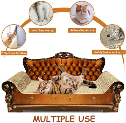 Luxury Cardboard Cat Scratcher Sofa Bed, Couch Shaped Scratching Board - Image 4