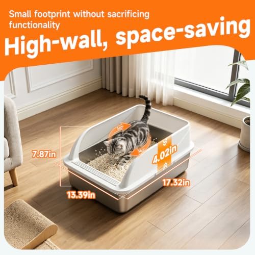 Stainless Steel High-Sided Cat Litter Box - Image 2