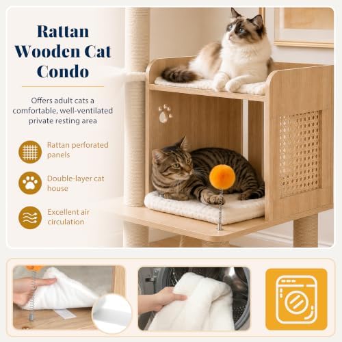 Hey-brother Wooden Cat Tree Tower - Image 3