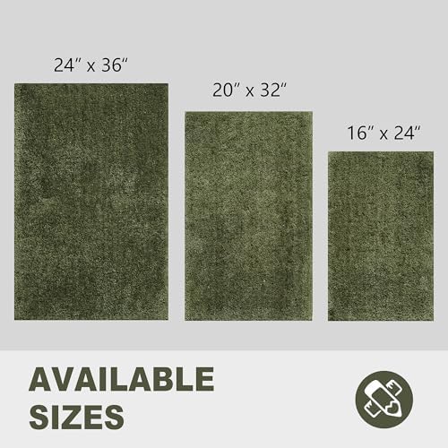 CozeCube Olive Green Shaggy Bath Mat 32"x20" Non Slip Washable Rug - Image 5