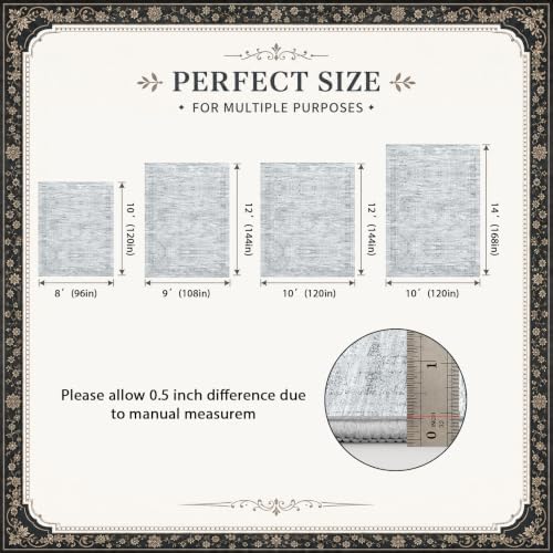 Area Rugs for Living Room Dining Room 9x12 Washable Non-Slip Vintage Grey - Image 2