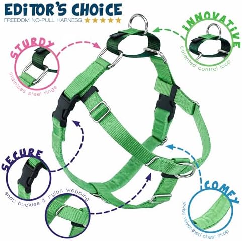 2 Hounds Design Freedom No Pull Dog Harness, 5/8 inch MD, Neon Green - Image 4