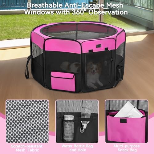 PETSFIT Portable Dog Playpen 29", Removable Waterproof Mat, Zippered Roof - Image 4