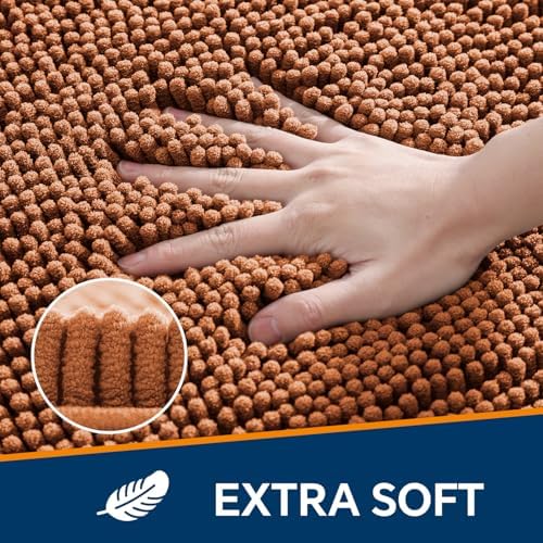 Chenille Bathroom Rug 30"x50" Burnt Orange, Large Plush Bath Mat - Image 3