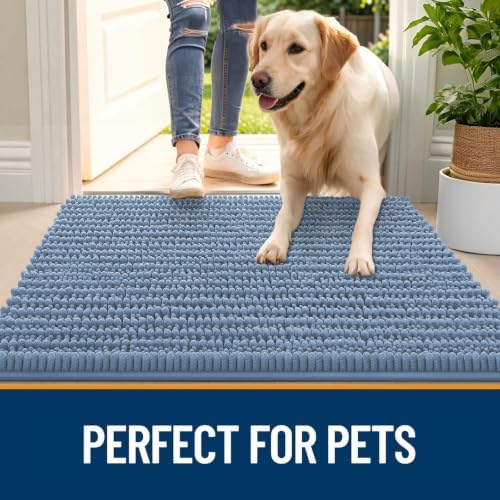 OLANLY Dog Door Mat for Muddy Paws 30x20, Ultra-Absorbent Chenille Mud Mat - Image 6