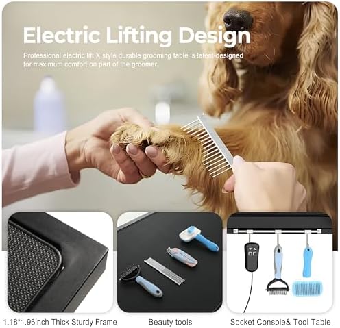Electric Lift Pet Dog Grooming Table, Upgrade 50 Inch Heavy Duty 9'' -36'' - Image 3