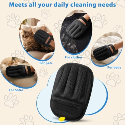 SUETT Pet Hair Removal Gloves, Reusable Five-Finger Grooming Gloves - Image 5