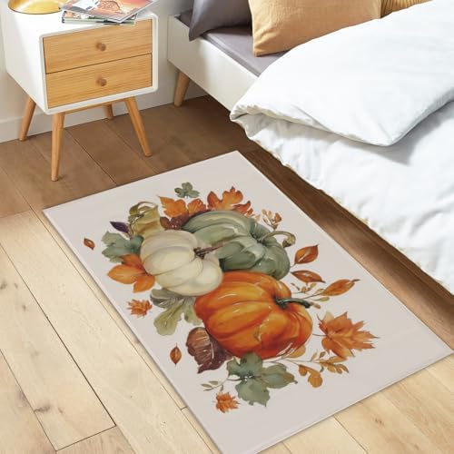 Giwawa Fall Pumpkin Bath Rug Autumn Leaves Bathtub Mat Non Slip Absorbent - Image 2