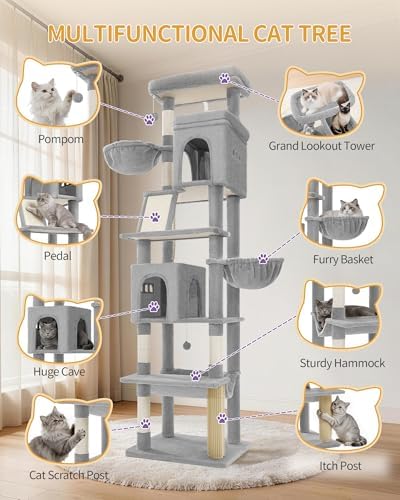 Hzuaneri Tall Cat Tree 84 Inch, Indoor Large Multi-Level Cat Tower - Image 6