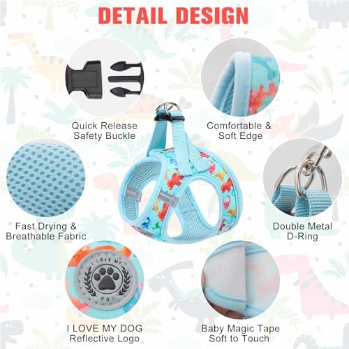 BEAUTYZOO Dog Harness Medium Sized and Leash Set, No Pull Pet Vest-Dinosaurs - Image 3
