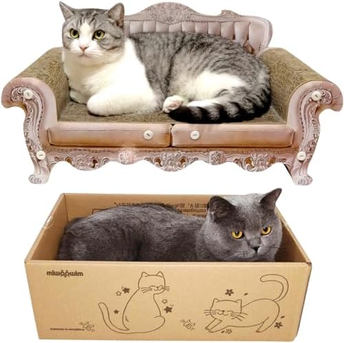 miwoowim Royal Cat Scratcher Sofa & Box, Durable Cardboard Furniture Guard by miwooim