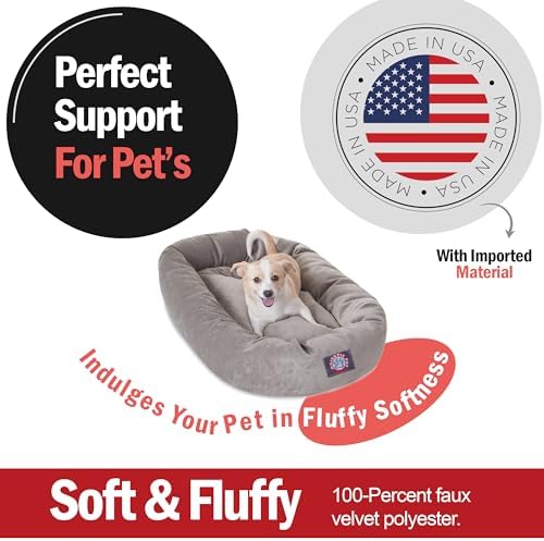 Majestic Pet 32 Inch Micro Velvet Calming Dog Bed Washable – Cozy Soft Round - Image 2