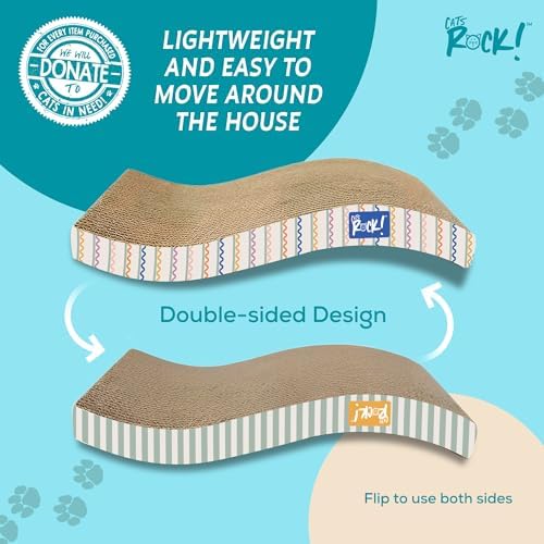 Cats Rock Scratching Board for Indoor Cats, Corrugated Cardboard Cat Scratcher - Image 6