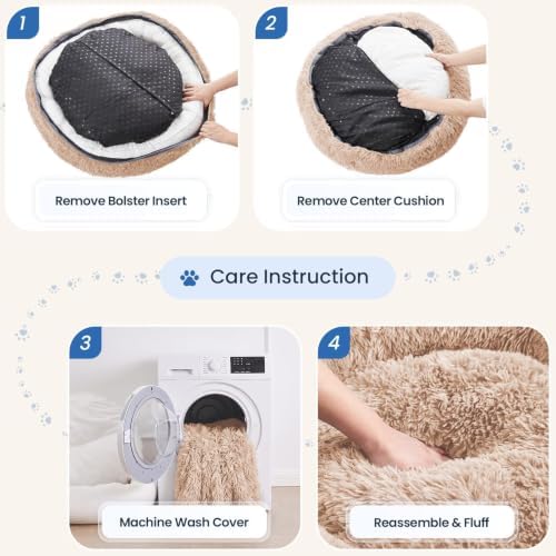 JOLLYVOGUE Calming Washable Dog Bed Medium Size Dog, 31 Inch Donut Medium Dog - Image 3