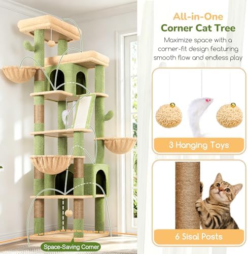 Globlazer 80in Extra Large Cactus Corner Cat Tree Tower S80G - Image 5