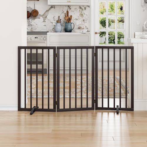 Dog Gate for Doorways 32" Tall Freestanding Dog Gate for Stair Foldable Pet by MinoKesper