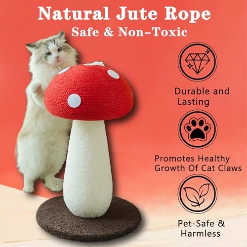 Whimsical Mushroom Scratcher, 19.69" Sisal Cat Scratching Post - Image 4