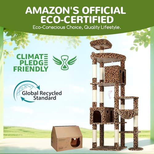 Globlazer Giant Cat Tree for Indoor Large Cats, Leopard Print - Image 5